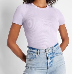 Body Contour Ribbed Short Sleeve Sweater